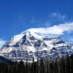 Mount Robson looks impossibly large.